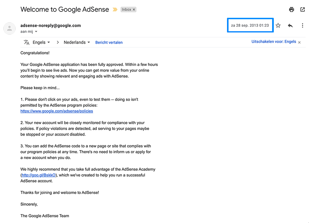 Google Adsense opstart